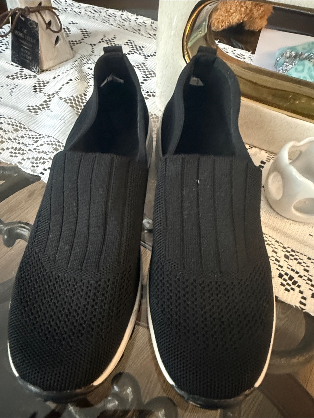 Men's Black Slip-On Knit Sneakers